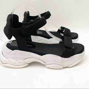 Jeffrey Campbell Black & White Chunky Sport Platform Sandals